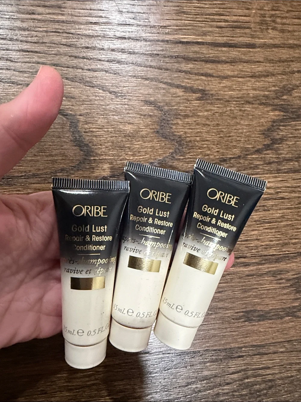 3 sets of travel sizes  Gold Lust Repair & Restore Shampoo and Conditioner